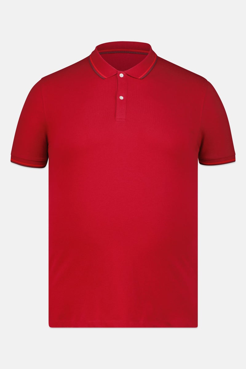 Celio Men Regular Fit Plain Short Sleeve Polo Shirt, Red - Image 3