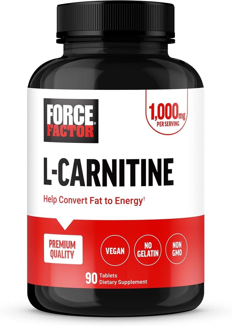 Force Factor مكمل فورس فاكتور إل كارنيتين إل كارنيتين تارترات 1000 ملغ كبسولات لتحويل الدهون إلى طاقة دعم استعادة العضلات وتعزيز أداء التمارين نباتي غير معدل وراثيًا 90 قرص - Image 1
