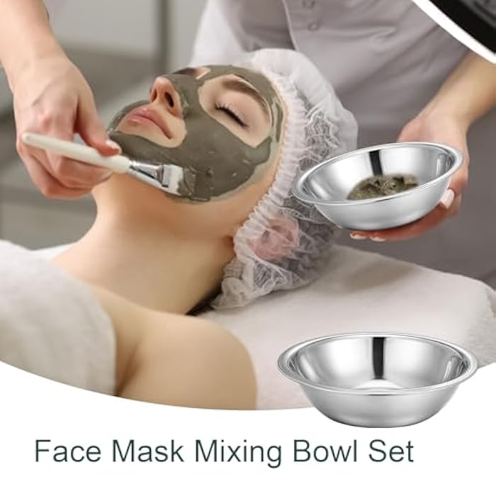 mekueeex 12 Pcs Stainless Steel Facial Mask Mixing Bowl Set 6.3 Inches Wide Esthetician Supplies Facemask Bowl DIY Skin Care Mixing Tool Kit for Lady Women Home Beauty Salon Use - Image 5