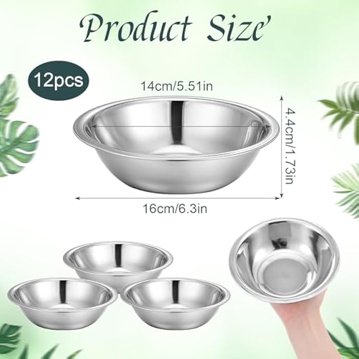 mekueeex 12 Pcs Stainless Steel Facial Mask Mixing Bowl Set 6.3 Inches Wide Esthetician Supplies Facemask Bowl DIY Skin Care Mixing Tool Kit for Lady Women Home Beauty Salon Use - Image 2