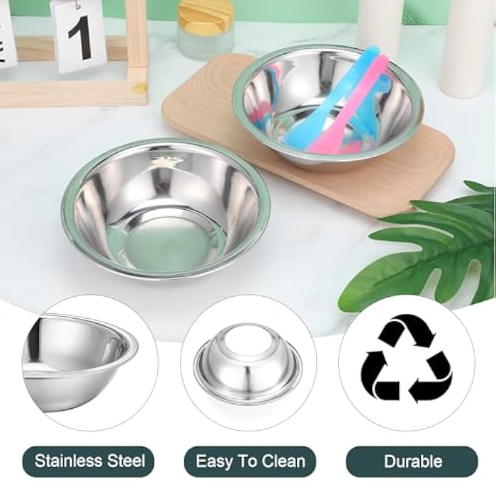 mekueeex 12 Pcs Stainless Steel Facial Mask Mixing Bowl Set 6.3 Inches Wide Esthetician Supplies Facemask Bowl DIY Skin Care Mixing Tool Kit for Lady Women Home Beauty Salon Use - Image 3
