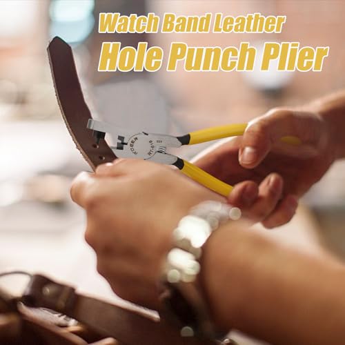 Rongon Watch Belt Leather Hole Puncher Plier Round Hole Punch Pliers Universal 2.0mm Shoe Strap Punch Hole Tool Small Hole Punching for Thin Belts, Shoes, Fabric Dog Collars, DIY Home or Craft Projects - Image 2