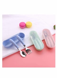 KASTWAVE 1 Sets Toddler Utensils latware, with Silicone Handle Kids Eating Utensils Fork Spoon Stainless Steel Cutlery Set Children Cutlery with Travel Cases  - Image 2