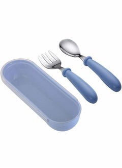 KASTWAVE 1 Sets Toddler Utensils latware, with Silicone Handle Kids Eating Utensils Fork Spoon Stainless Steel Cutlery Set Children Cutlery with Travel Cases  - Image 1