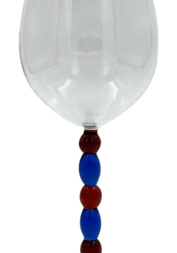 بي آند دي طقم كأس نبيذ زخرفي من B&D، عدد 2، سعة 615 مل، مزود بجذع مرصع بالخرز باللونين الأزرق والبرغندي - Image 3