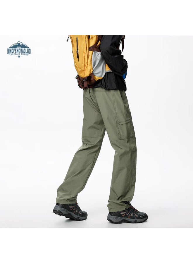 Dingfengbaoluo American Style Outdoor Work Pants Men Autumn Loose Solid Color Hiking Mountaineering Casual Trousers Tlq19 Army Green XL - Image 3