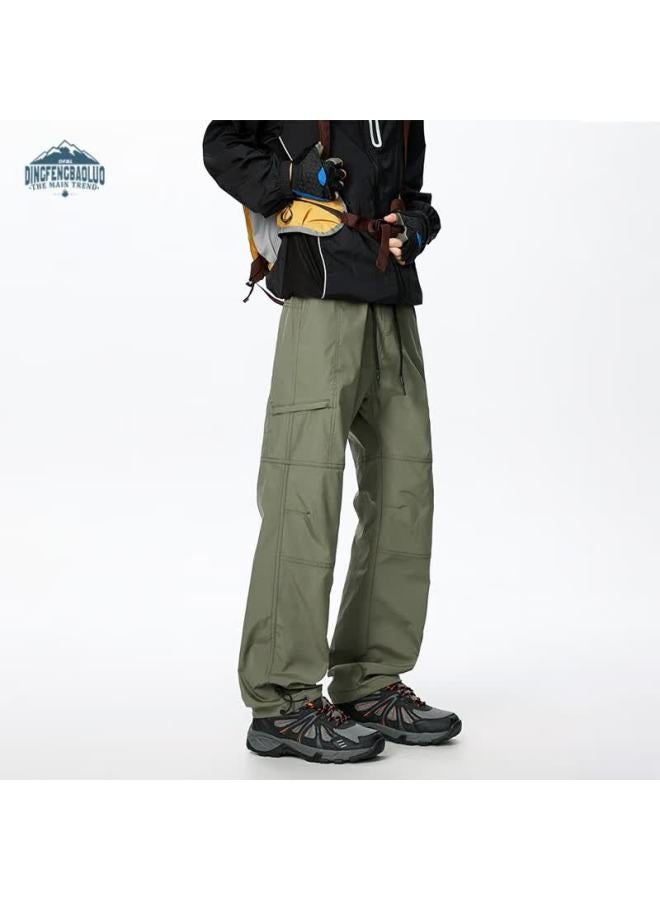 Dingfengbaoluo American Style Outdoor Work Pants Men Autumn Loose Solid Color Hiking Mountaineering Casual Trousers Tlq19 Army Green XL - Image 2