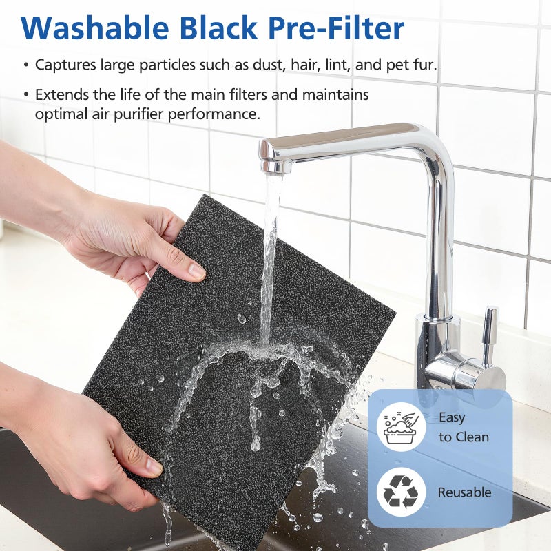 LINNIW TZ-K2 Replacement Filter Compatible with ToLife Air Purifier TZ-K2, 3-in-1 Filtration Systemwith Activated Carbon & Pre-filter, TZ-K2-A replacement filter, 2 Pack - Image 4