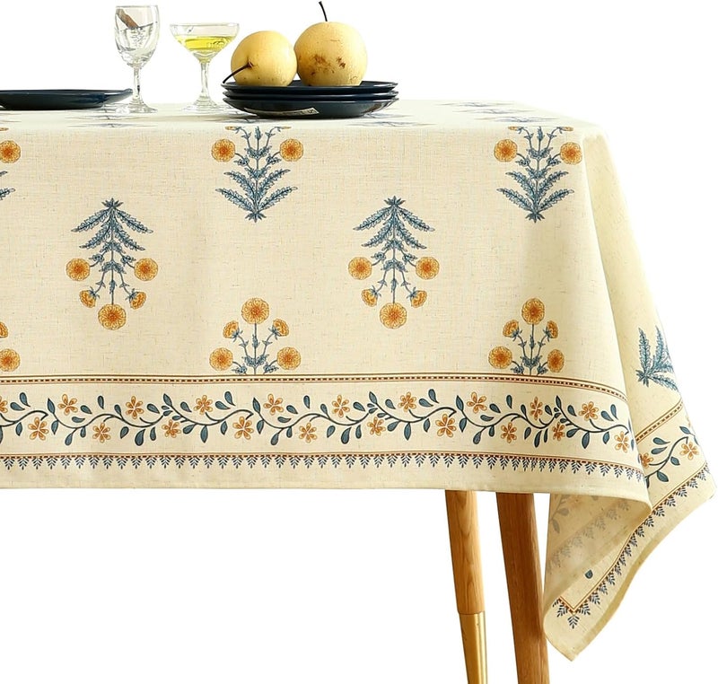 مفرش طاولة مستطيل فرنسي مصمم باللون الأصفر الفاتح - 55" × 71" - Image 1