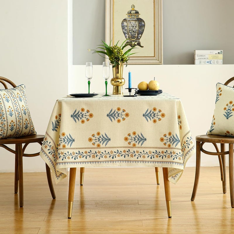 مفرش طاولة مستطيل فرنسي مصمم باللون الأصفر الفاتح - 55" × 71" - Image 3