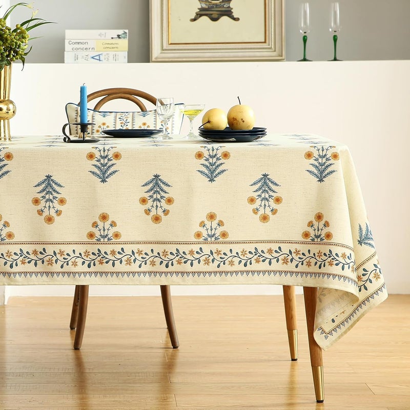 مفرش طاولة مستطيل فرنسي مصمم باللون الأصفر الفاتح - 55" × 71" - Image 2