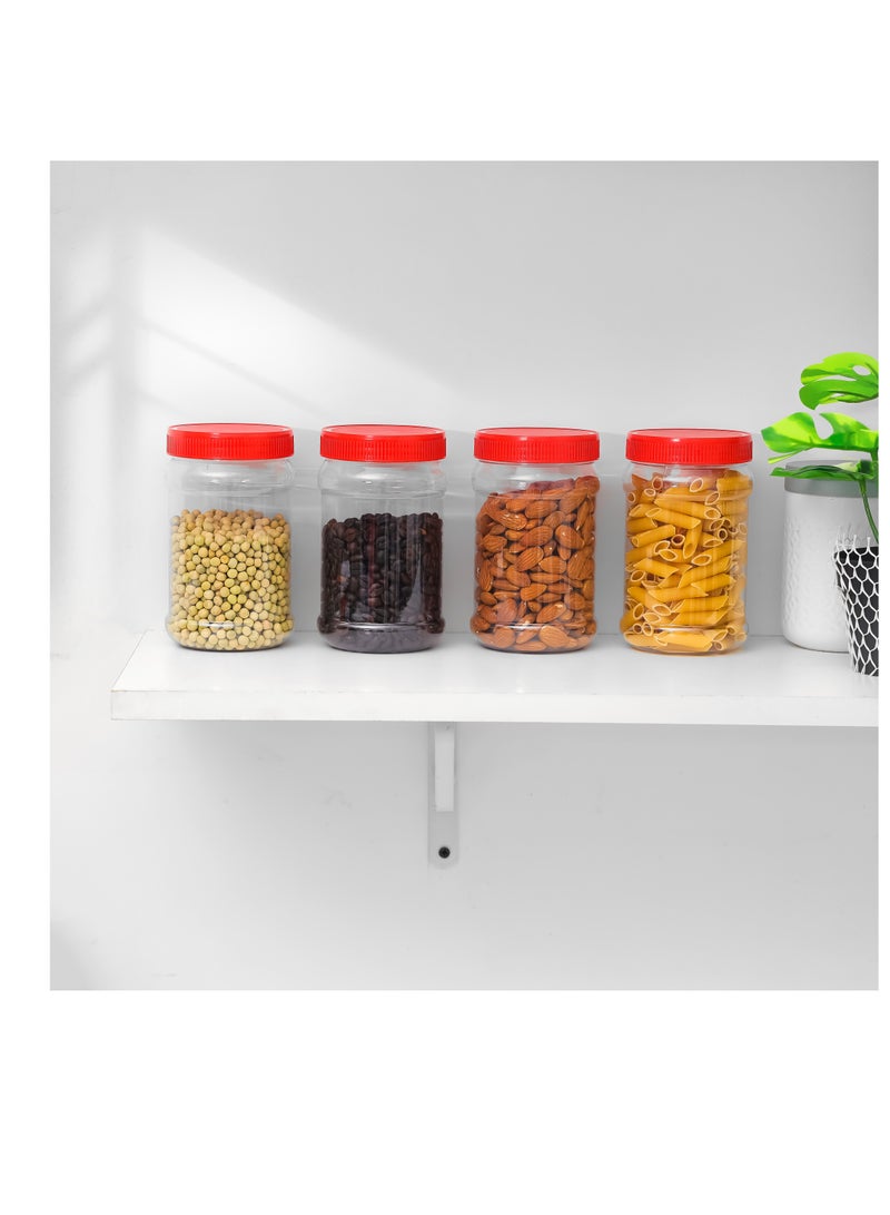 Royalford Round Airtight PET Jar- RF11877| 750ml, Set of 4 Premium-Quality Storage Containers| Transparent Jar for Pulses, Cereals and Spices| PET Canister - Image 5