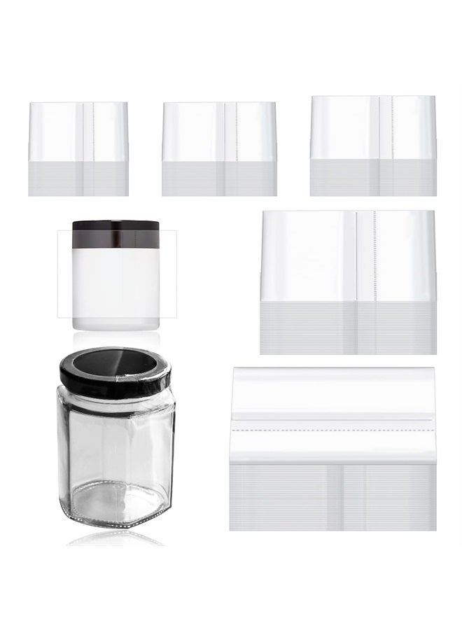 Tanstic 1250Pcs PVC Clear Perforated Shrink Band for Jars, 5 Sizes Heat Shrink Wrap Bands Shrink Seal Bands for Bottles Jars Seal (250Pcs of Each Size) - Image 1