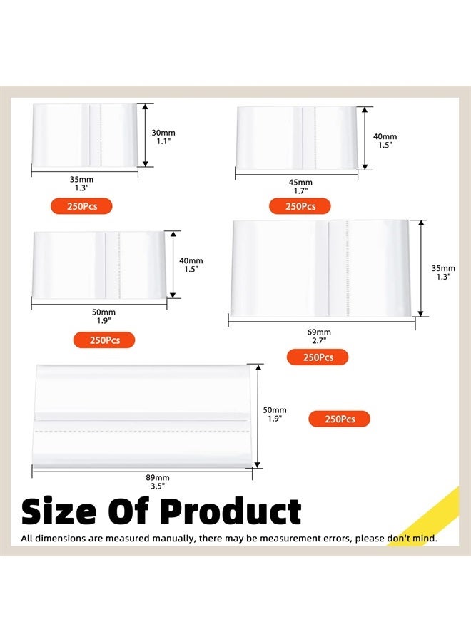 Tanstic 1250Pcs PVC Clear Perforated Shrink Band for Jars, 5 Sizes Heat Shrink Wrap Bands Shrink Seal Bands for Bottles Jars Seal (250Pcs of Each Size) - Image 2