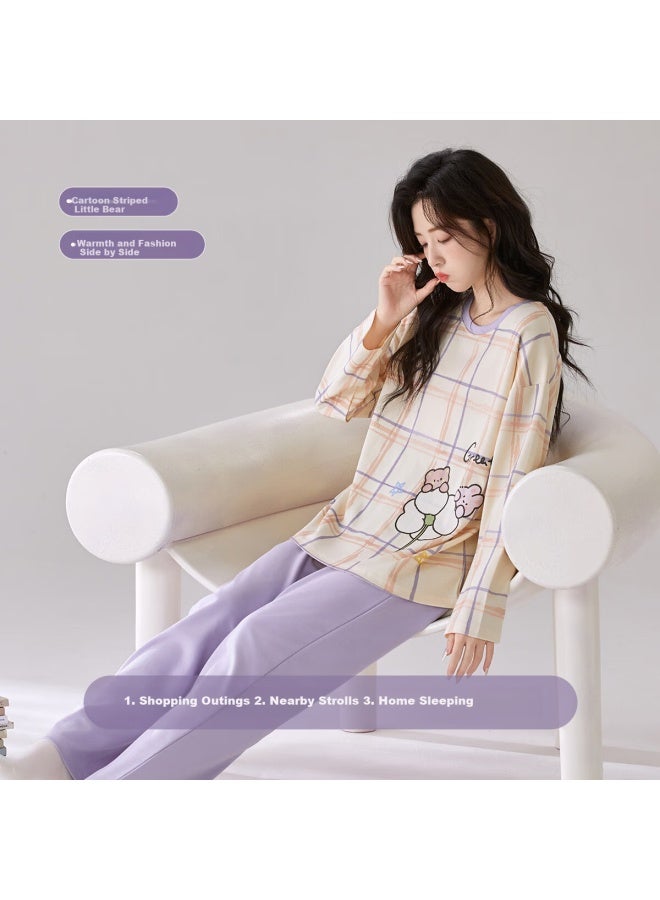 Fentengcare Women's 100% Cotton Crew Neck Pullover Long Sleeve Loose Fit Pajamas Soft Cotton Homewear Autumn Winter New Yr - Image 5