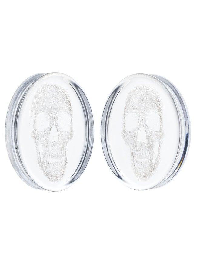 BAOSUOX Stylish Glass Skull Saddle Plugs - Ear Gauges Expander Tunnels Stretched Ears(Sold in Pairs) (Gauge=1/2"(12mm)) - Image 1