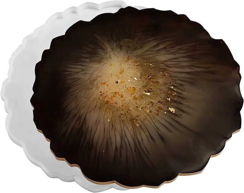 Artool 10 inches Silicone Resin Tray Mold Round Geode Agate Silicone Tray Mold, Epoxy Resin Casting Molds for Making Faux Agate Tray, DIY Home Décor - Image 1