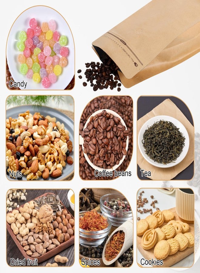 Zyghjort 50 PCS Coffee Bags with Valve (8 oz, 0.5 lb), Stand Up Pouches for Freshness, Foil Liner, Resealable Zipper & Flat Bottom, Kitchen Food Storage Beans Nuts Snacks Packaging Solution - Image 2