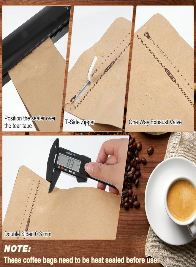 Zyghjort 50 PCS Coffee Bags with Valve (8 oz, 0.5 lb), Stand Up Pouches for Freshness, Foil Liner, Resealable Zipper & Flat Bottom, Kitchen Food Storage Beans Nuts Snacks Packaging Solution - Image 4