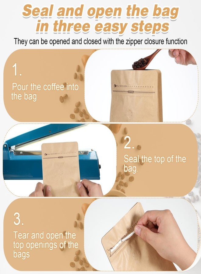 Zyghjort 50 PCS Coffee Bags with Valve (8 oz, 0.5 lb), Stand Up Pouches for Freshness, Foil Liner, Resealable Zipper & Flat Bottom, Kitchen Food Storage Beans Nuts Snacks Packaging Solution - Image 5