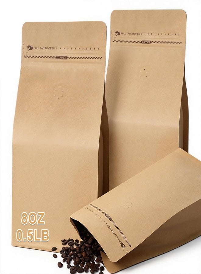 Zyghjort 50 PCS Coffee Bags with Valve (8 oz, 0.5 lb), Stand Up Pouches for Freshness, Foil Liner, Resealable Zipper & Flat Bottom, Kitchen Food Storage Beans Nuts Snacks Packaging Solution - Image 1