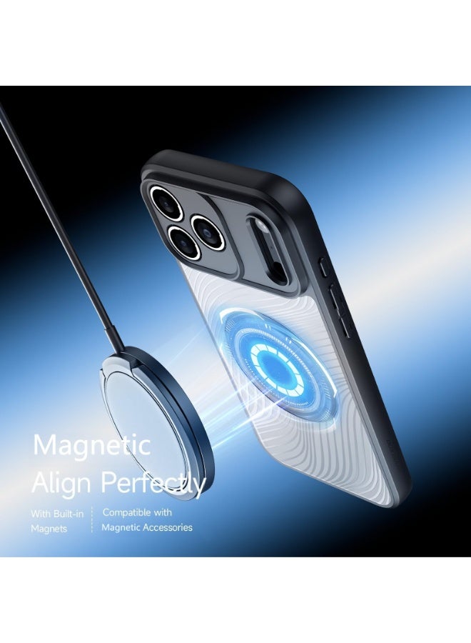 general Magnetic Case Compatible with iPhone 17 Pro Max, Flowing Lines Matte Frosted Clear Case Anti-Fingerprint Anti-Drop PC+TPU Shockproof Protective Back Cover - Image 4