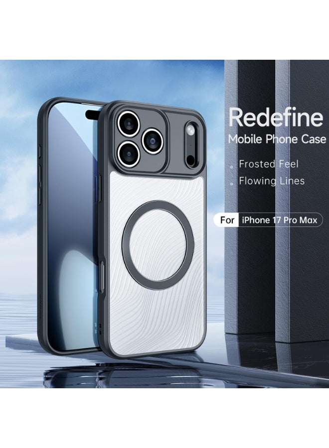 general Magnetic Case Compatible with iPhone 17 Pro Max, Flowing Lines Matte Frosted Clear Case Anti-Fingerprint Anti-Drop PC+TPU Shockproof Protective Back Cover - Image 3