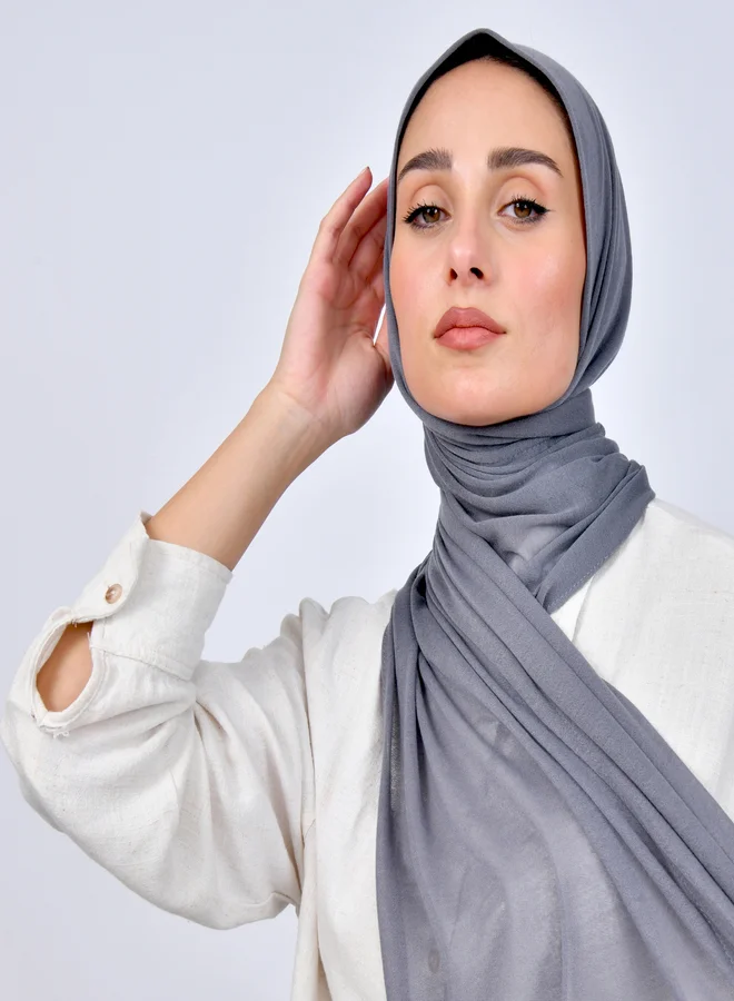 عبايات حوراء طرحة قطن ربع مبطنة من الامام بخياطة - رمادي