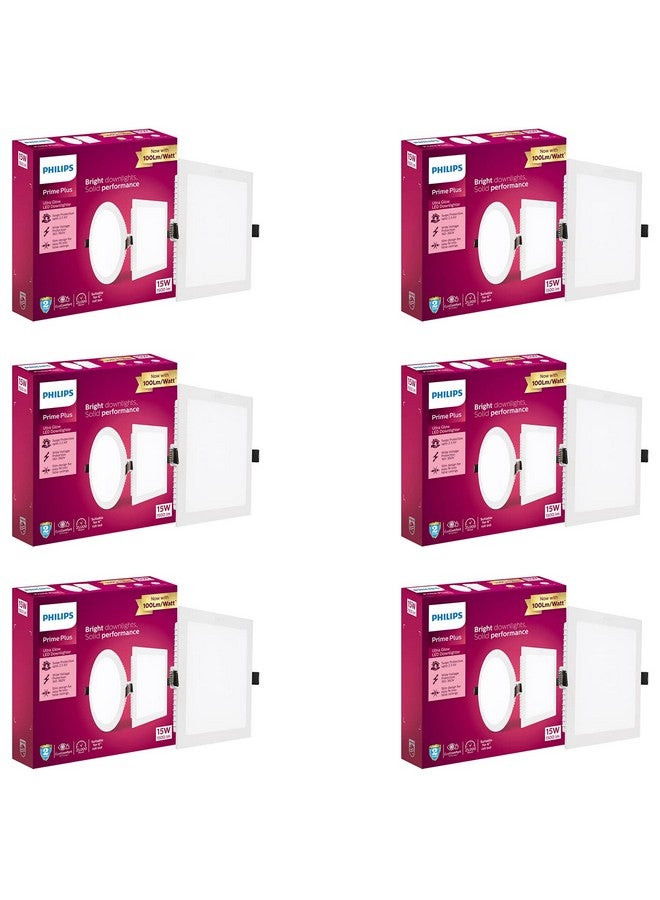 PHILIPS 15W Square AP Plus UltraGlow LED DL Recessed LED Panel Ceiling Light (Pack of 6, Natural White) - Image 1