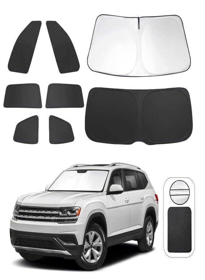 TINGLU Window Shades for Volkswagen VW Atlas 2018-2024 2025 Accessories Car Side Full Windows Rear Triangular Windshield Sun Shade Sun UV Rays Privacy Protection for Camping,Napping,and Relaxing 8PCS - Image 1