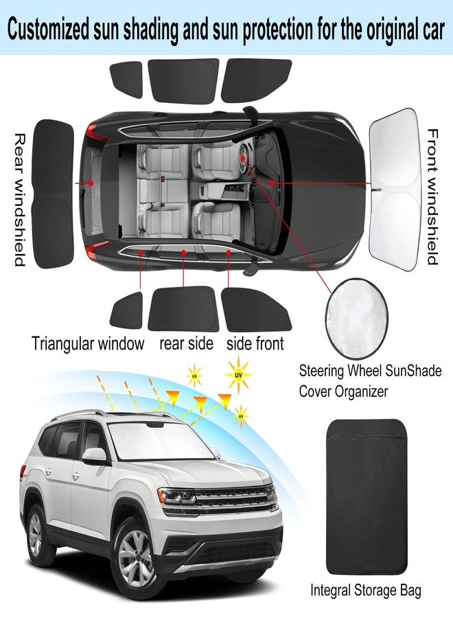 TINGLU Window Shades for Volkswagen VW Atlas 2018-2024 2025 Accessories Car Side Full Windows Rear Triangular Windshield Sun Shade Sun UV Rays Privacy Protection for Camping,Napping,and Relaxing 8PCS - Image 3