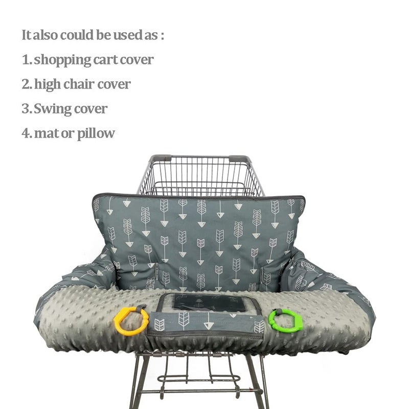 RHYDEER Shopping cart Cover for Babies-high Chair Cover, Dotted Minky Touching, Multi in 1 Design, 360 Full Protection, roll in and go, Universal fit, Grey - Image 2