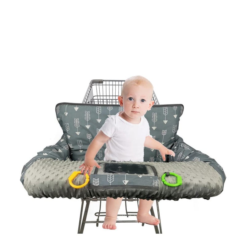 RHYDEER Shopping cart Cover for Babies-high Chair Cover, Dotted Minky Touching, Multi in 1 Design, 360 Full Protection, roll in and go, Universal fit, Grey - Image 4