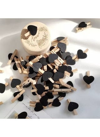 25-Piece Black Heart Shape Wooden Photo Clips,Mini Clothes Pins for Photo,with 5M Twine String for Hanging Pictures - view 4