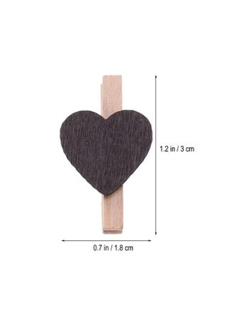 25-Piece Black Heart Shape Wooden Photo Clips,Mini Clothes Pins for Photo,with 5M Twine String for Hanging Pictures - view 2