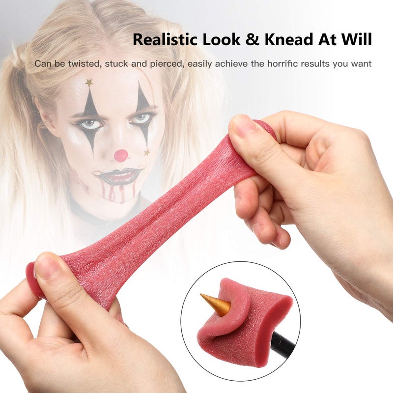Sumind 2 Pieces Realistic Stretchy Fake Tongue Tricks Artificial Tongue Prop Horrible Halloween Gross Jokes Prank Tricks Stretchable Tongue Toys Horrific Magicians Props - Image 2