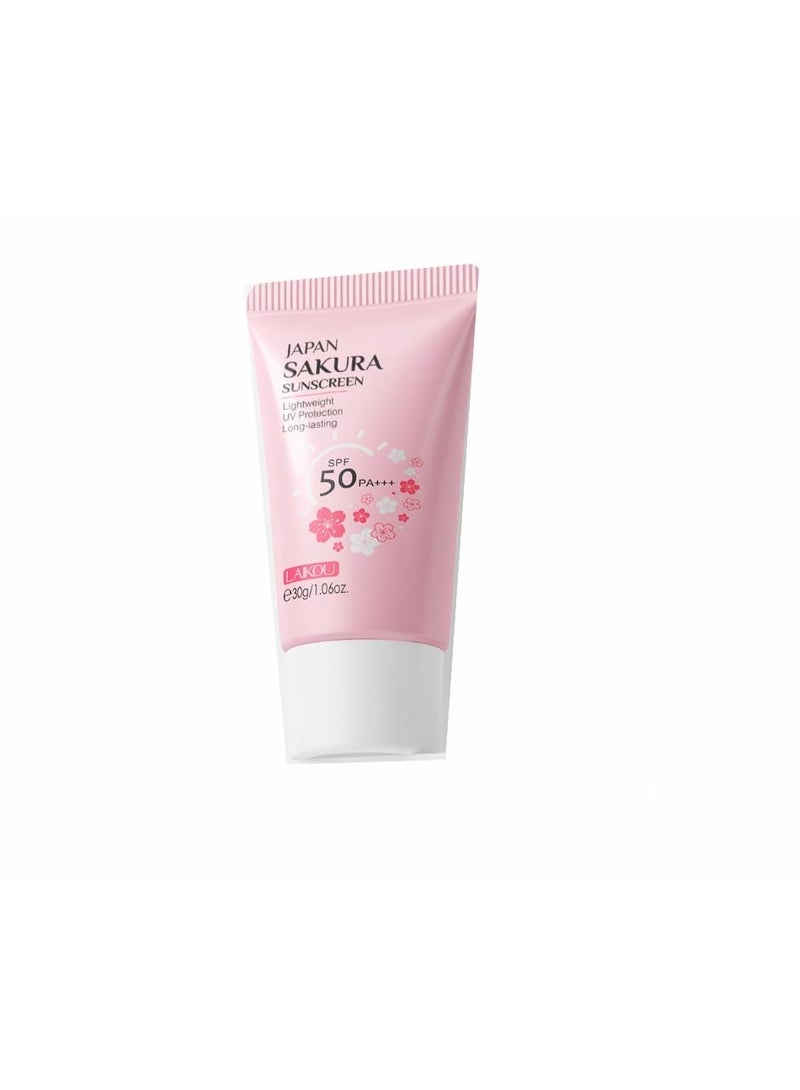 لايكو لوشن الحماية من الشمس المشرق من لايكو اليابان ساكورا، 30 غرام، عامل حماية من الشمس 50 PA+++، حماية من الأشعة فوق البنفسجية، أساسيات العناية بالبشرة أثناء السفر لجميع أنواع البشرة - Image 1