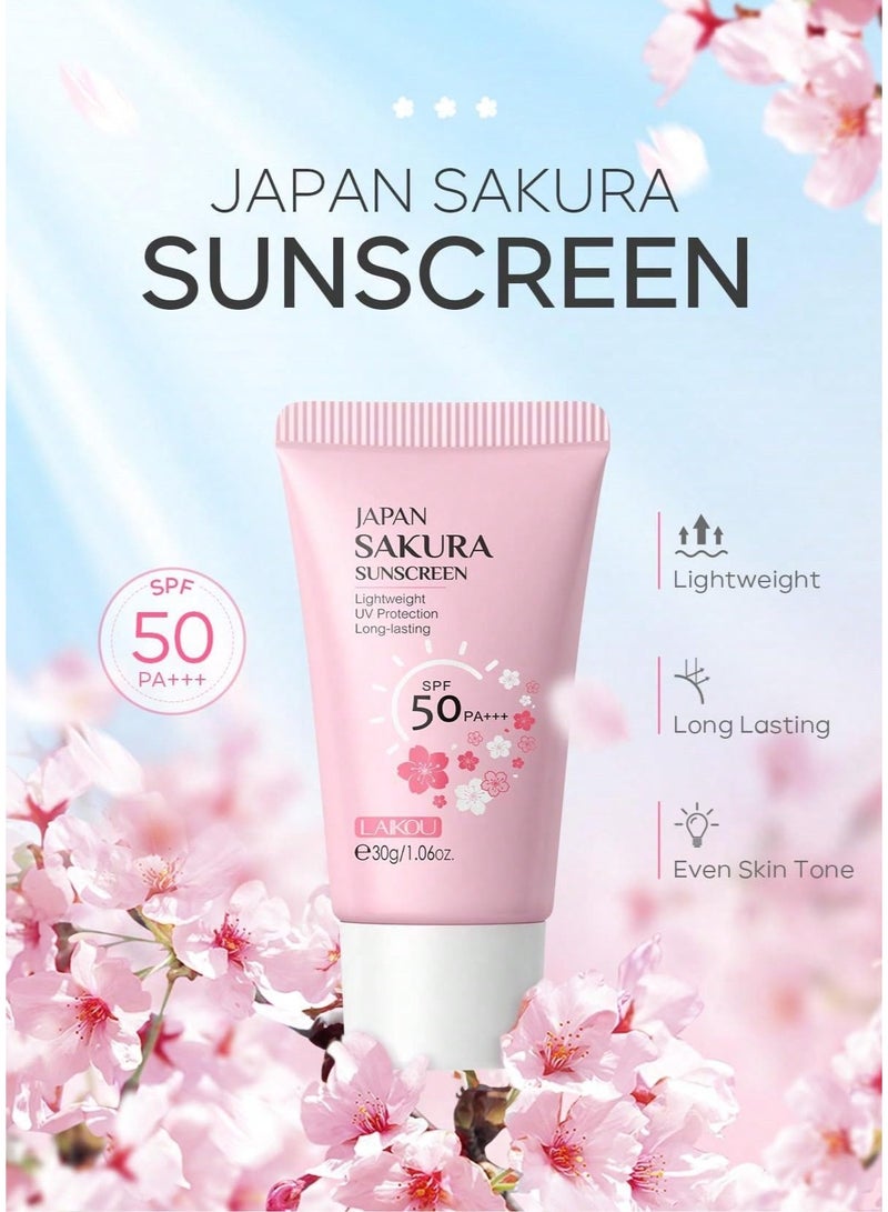 لايكو لوشن الحماية من الشمس المشرق من لايكو اليابان ساكورا، 30 غرام، عامل حماية من الشمس 50 PA+++، حماية من الأشعة فوق البنفسجية، أساسيات العناية بالبشرة أثناء السفر لجميع أنواع البشرة - Image 3