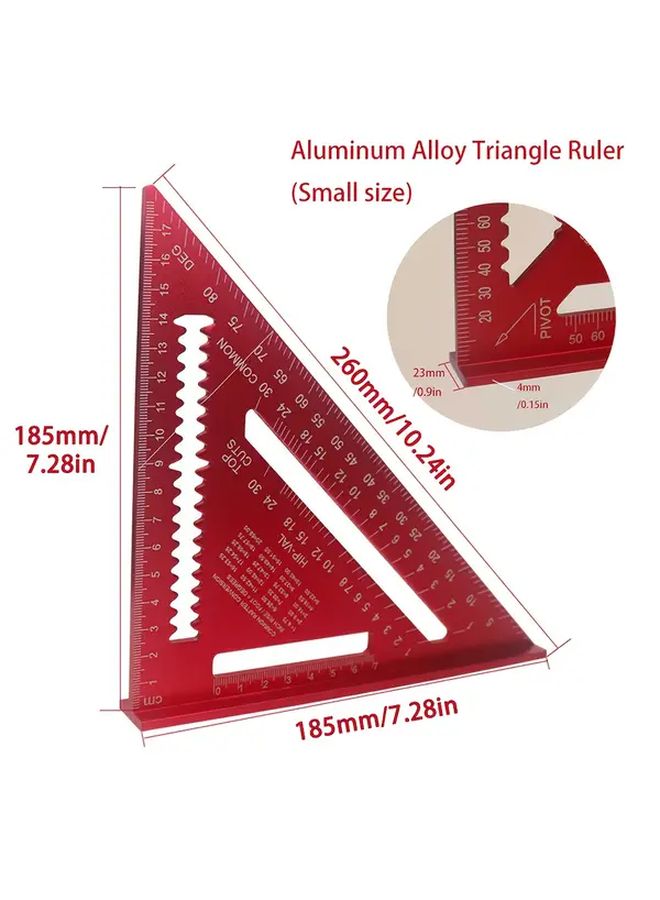 Blue Small Size Aluminum Alloy Triangular Ruler High Precision Woodworking Tool - Image 4