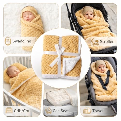 BRANDONN Premium Baby Blanket 100×75 cm – Ultra Soft Flannel Sherpa Newborn Blanket for Winter, AC, Stroller, Crib, Travel (0-12 Months) - Image 4