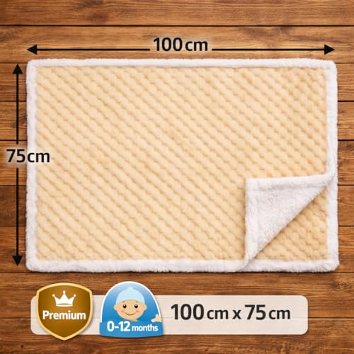 BRANDONN Premium Baby Blanket 100×75 cm – Ultra Soft Flannel Sherpa Newborn Blanket for Winter, AC, Stroller, Crib, Travel (0-12 Months) - Image 5