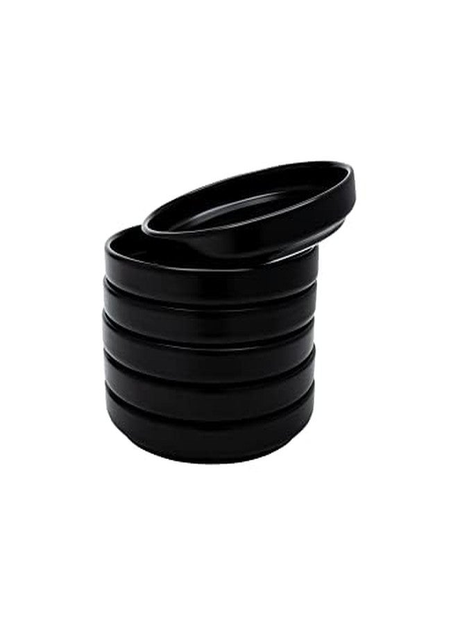 Vikko Dessert Plate, Set of 6 Elegant Dessert Plates with Rim, Black, Porcelain, Stackable 6 Inch Dessert Plates, Dishwasher Safe - Image 1