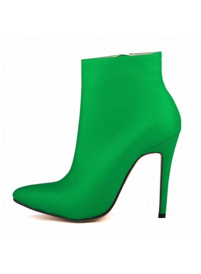 Loquat Autumn and winter short-cylinder Martin stiletto high-heeled boots 11cm Dark Green  - Image 1