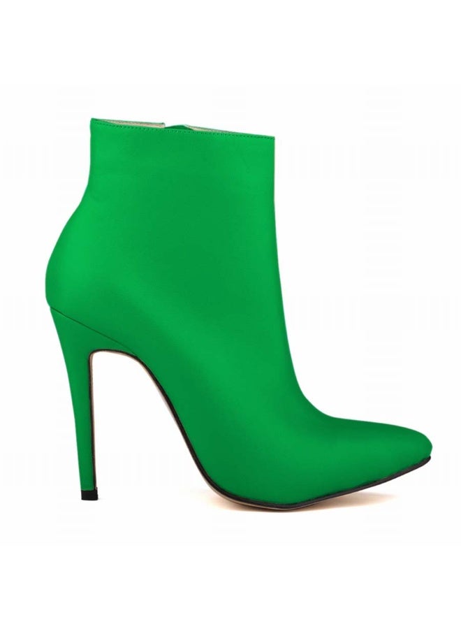 Loquat Autumn and winter short-cylinder Martin stiletto high-heeled boots 11cm Dark Green  - Image 2
