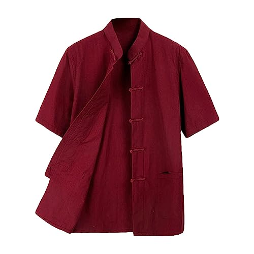 ZooBoo 100% Cotton Short Sleeve Kung Fu Shirt – Traditional Chinese Martial Arts Top for Men & Women (L, Wine Red) - Image 5