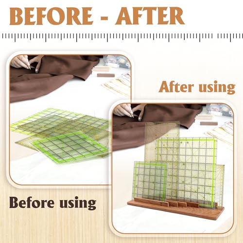 SAVINA Wooden Quilting Ruler Rack – Handcrafted Hard Wood Ruler Organizer with 5 Slots – Ruler Stand for Sewing and Quilting Templates – Aesthetic and Functional Sewing Room Accessory (1pcs) - Image 5