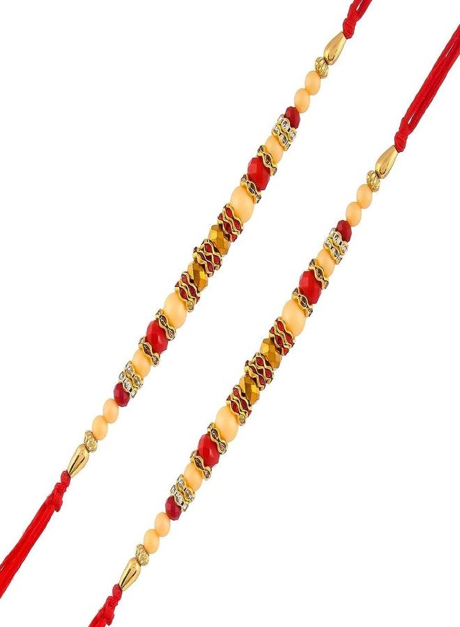 AR Eyewar Multicolor Pearl Rakhi Set For Brother And Sister (R21AR1094)