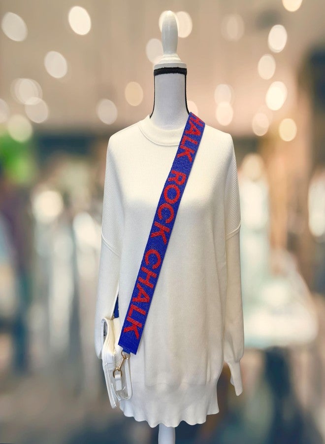 Lashicorn Beaded Purse Strap Kansas College Game Day Red & Blue Clear Handbag Replacement Strap Stadium Football University 45 x 2” Gold Hardware Clips - Image 3
