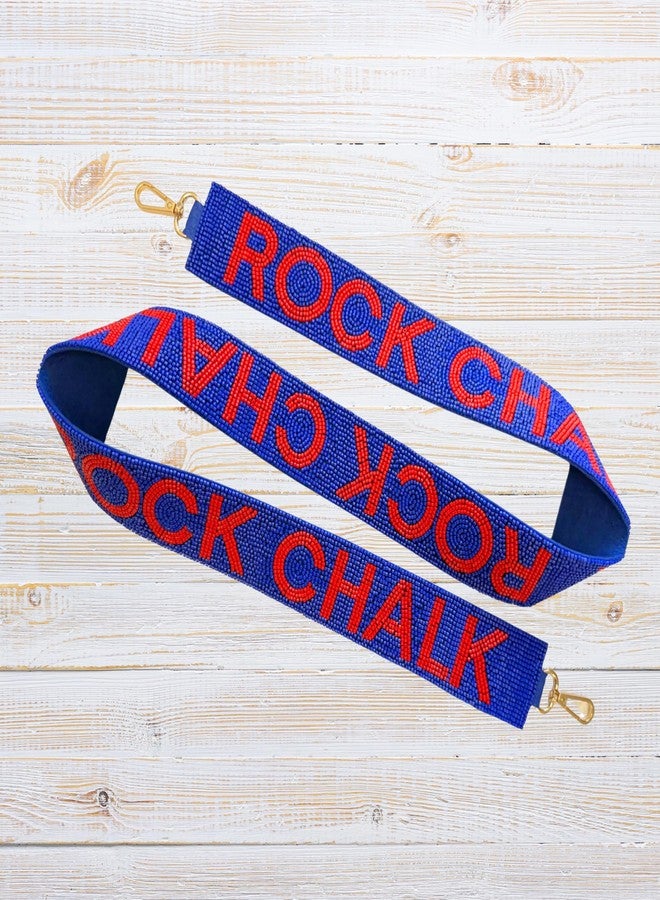 Lashicorn Beaded Purse Strap Kansas College Game Day Red & Blue Clear Handbag Replacement Strap Stadium Football University 45 x 2” Gold Hardware Clips - Image 4
