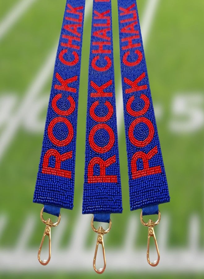 Lashicorn Beaded Purse Strap Kansas College Game Day Red & Blue Clear Handbag Replacement Strap Stadium Football University 45 x 2” Gold Hardware Clips - Image 5